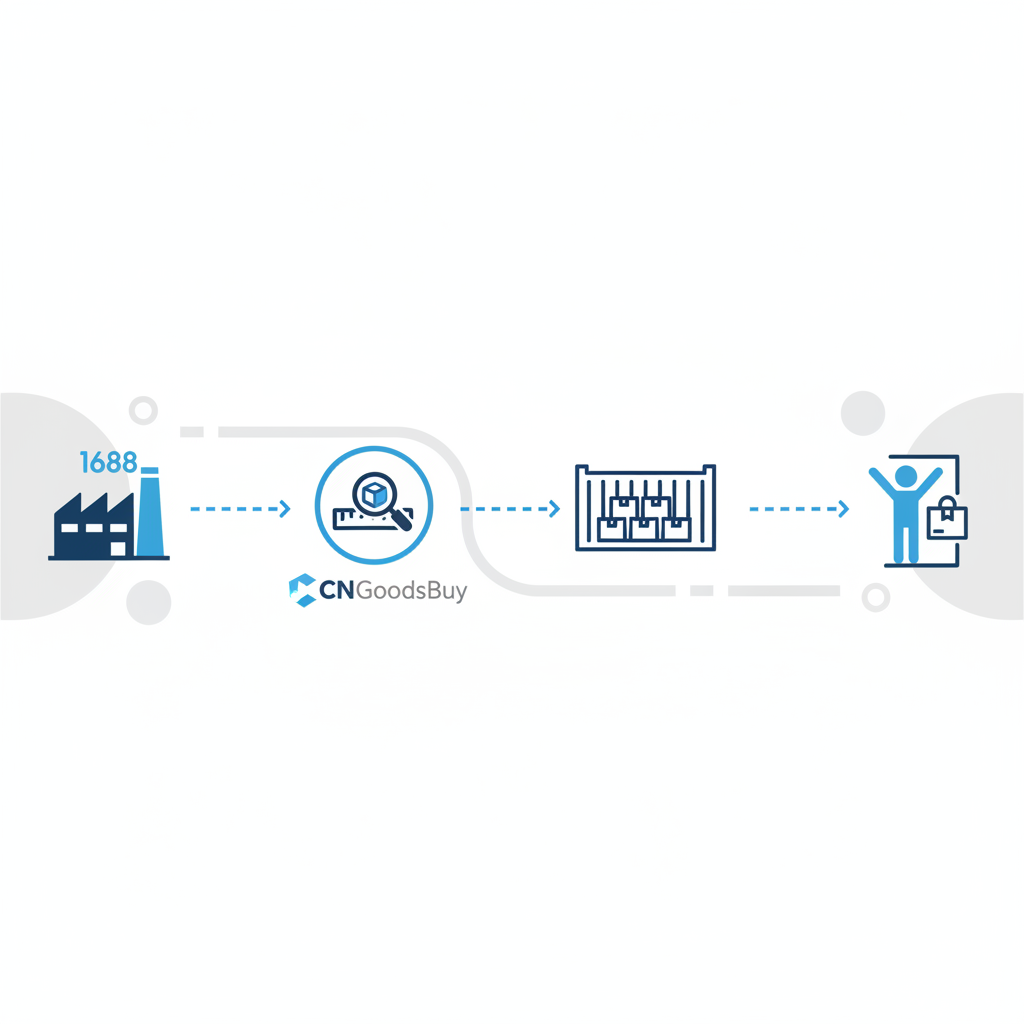 Workflow diagram showing the process of sourcing and inspecting custom packaging from China