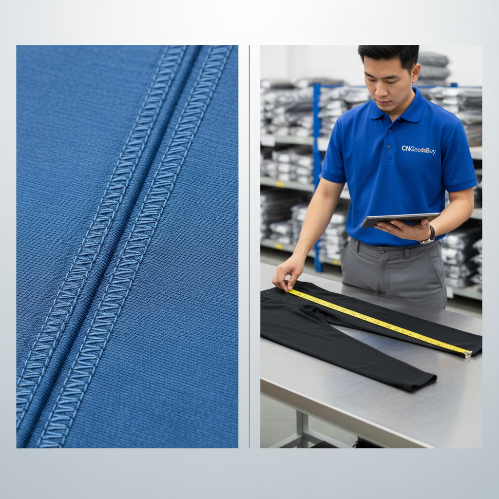 Comparison of quality stitching and CNGoodsBuy warehouse inspection process.