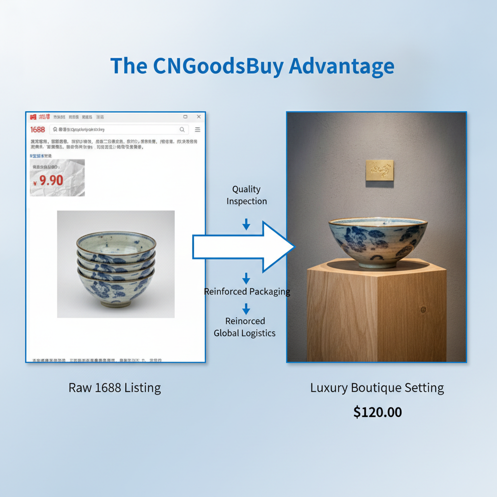 Comparison between 1688 wholesale prices and boutique retail pricing for ceramic kitchenware.