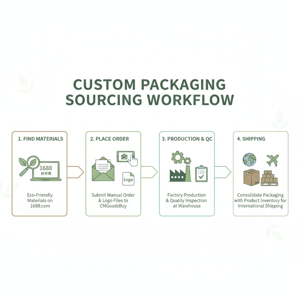 Workflow diagram for sourcing custom packaging from China via CNGoodsBuy.